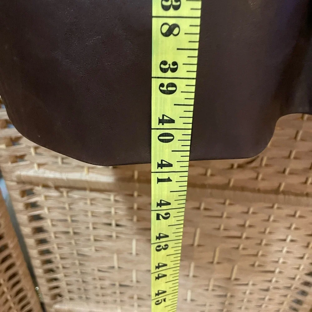 Brown Leather Jacket with Faux Fur Trim - Picture 10 of 11